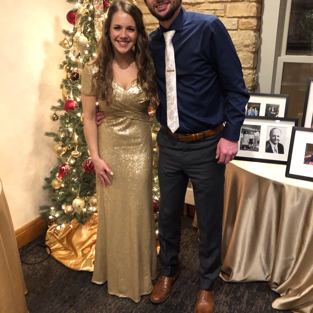 Jasmine B2 Gold Sequin Dress